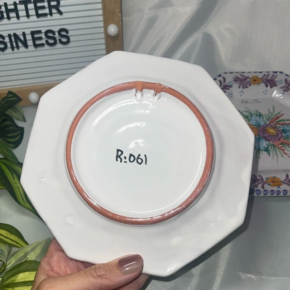 Set of 3 Hand-Painted Sevilla Spain Plates – Hecho a Mano – Octagon Floral